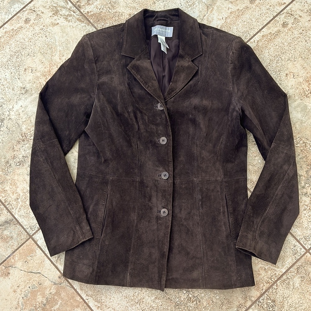 Liz Claiborne Suede Leather Long Sleeve Blazer Jacket Women’s M Medium Fall